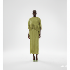 Taupe Pleated Pleated Dress