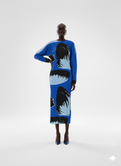 Abstract Print Pleated Dress
