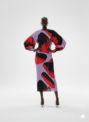 Abstract Print Pleated Dress
