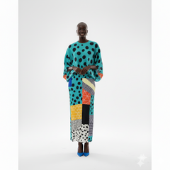 Chic Patchwork Polka Dot Midi Dress