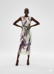 Midnight Bloom Pleated Dress