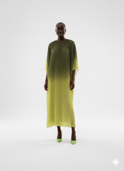 Elegant Olive Ombre Pleated Maxi Dress