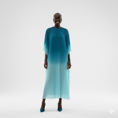 Elegant Olive Ombre Pleated Maxi Dress
