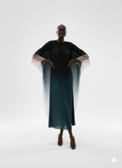 Elegant Olive Ombre Pleated Maxi Dress