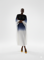 Elegant Olive Ombre Pleated Maxi Dress