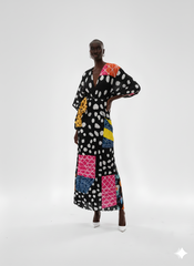 Chic Patchwork Polka Dot Midi Dress