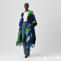 Colorblock Fringe Kimono