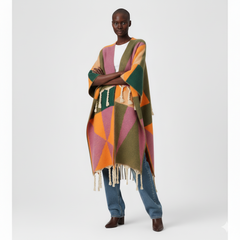 Colorblock Fringe Kimono