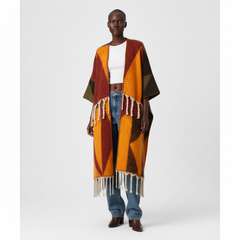 Colorblock Fringe Kimono
