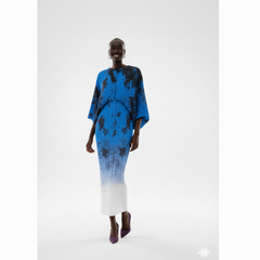 Abstract Ombre Pleated Kaftan Dress