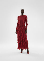 Royal Purple Sculpted Ruffle Pleated Dress
