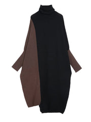 Color-Block Turtleneck Maxi Sweater Dress - 3 day shipping