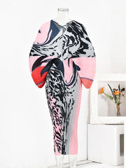 Abstract Print Pleated Dress