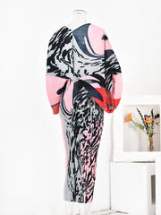 Abstract Print Pleated Dress