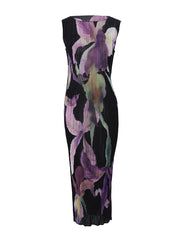 Midnight Bloom Pleated Dress