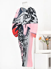 Abstract Print Pleated Dress