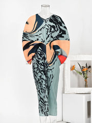 Abstract Print Pleated Dress