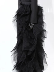 Asymmetric Ruffle Cascade Coat Dress