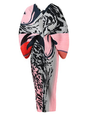 Abstract Print Pleated Dress