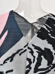 Abstract Print Pleated Dress