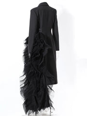 Asymmetric Ruffle Cascade Coat Dress