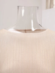 Chic Beige Ribbed Midi Dress