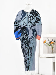 Abstract Print Pleated Dress