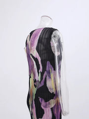 Midnight Bloom Pleated Dress