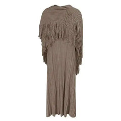 Taupe Pleated Pleated Dress