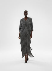 Shimmering Mauve Layered Fringe Dress