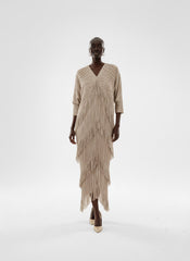Shimmering Mauve Layered Fringe Dress
