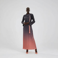 Sky‑To‑Sand Pastel Ombre Pleated Dress