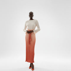 Sky‑To‑Sand Pastel Ombre Pleated Dress