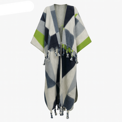 Colorblock Fringe Kimono