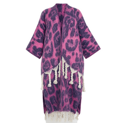 Colorblock Fringe Kimono