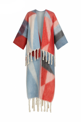 Colorblock Fringe Kimono