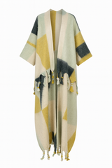 Colorblock Fringe Kimono