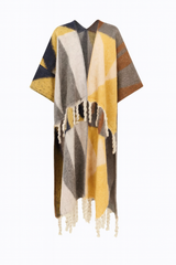 Colorblock Fringe Kimono