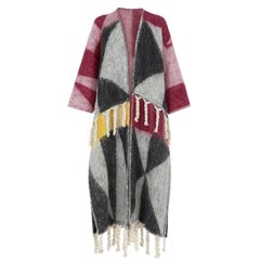 Colorblock Fringe Kimono