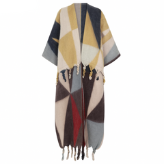 Colorblock Fringe Kimono