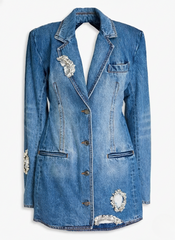 Glam Distress Statement Jacket Dress