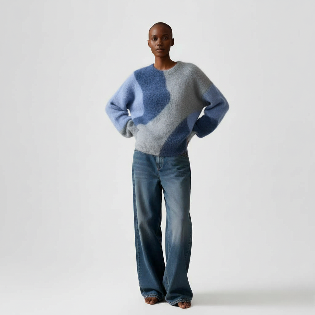 Serene Aura Fuzzy Knit Sweater