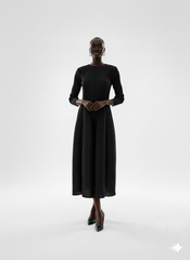 Olive Pleated Fit and Flare Midi Dress
