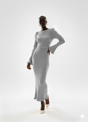 Elegant Ivory Pleated Maxi Dress