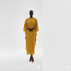 Mocha Textured Kaftan Pleated Dress