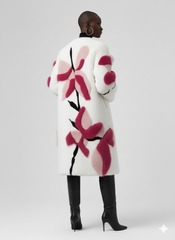 Artistic Patchwork Faux Fur Longline Coat