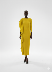 Elegant Plum Asymmetric Pleated Gown