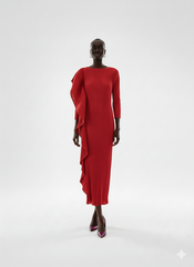 Elegant Plum Asymmetric Pleated Gown