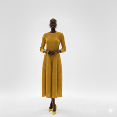 Olive Pleated Fit and Flare Midi Dress