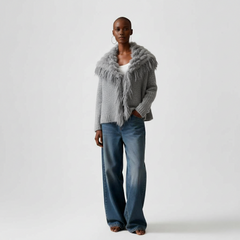 Chic Luxe Faux Fur Trim Cardigan